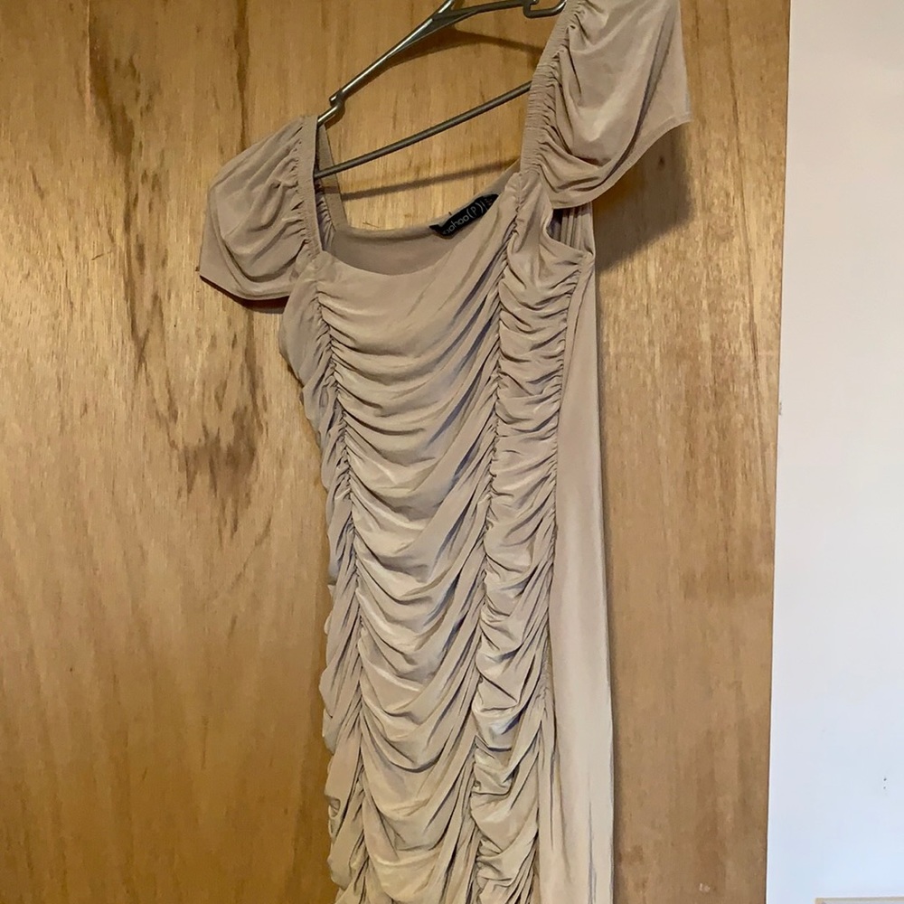 Tan ruffled dress
